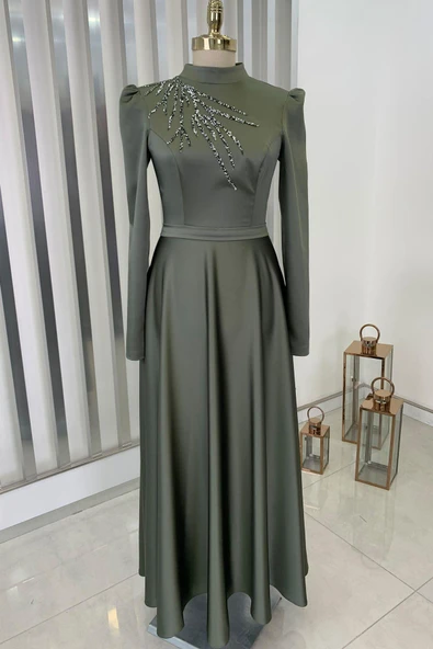 Mina Tesettür Abiye Haki ürün görseli