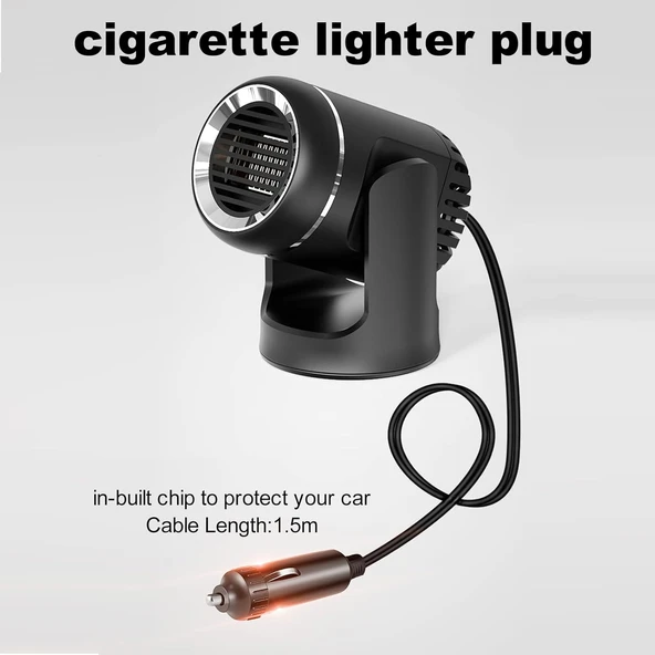 Pepisky 12V 130W Elektrikli Oto Isıtıcı Taşınabilir Elektrikli Isıtma Fanı Cam Kurutma Buğu Çözücü Buğu Çözücü Araba Oto Siyah/Beyaz - Resim 3