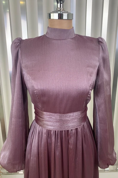 Afra Tesettür Abiye Lila - Resim 2