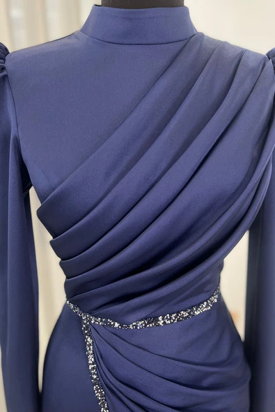 Sare Tesettür Abiye Lacivert - Resim 2