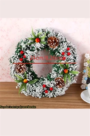 El Yapımı Noel Çelengi – Suni Kar Efekti, Çam Kozalakları ve Kırmızı Yemiş Detaylı | İç & Dış Mekan Uyumlu Şenlikli Yılbaşı Kapı ve Ev Dekoru | Elektriksiz, Plastik, Tüysüz Tasarım (1 Adet) - Resim 3