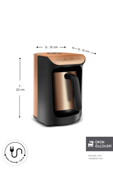 Hatır Köz Steel Çelik Cezveli Türk Kahve Makinesi 5 Fincan Kapasiteli Bronz - Resim 2