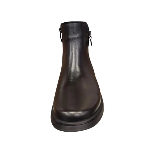 MAMMAMİA D25KB-8135 TOPUKLU FERMUARLI KADIN DERİ BOT - Resim 3