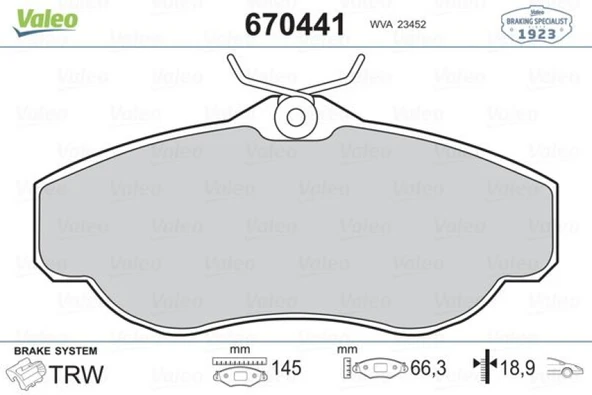 Land Rover Fren Balatası On Discovery 2 L318 98>04 Range Rover I 3.9 Vogue 88>94 Range Rover II P38a 94>02 - Valeo 670441 - Resim 1