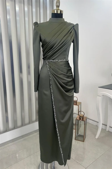 Sare Tesettür Abiye Haki - Resim 4