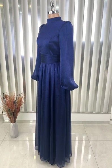 Afra Tesettür Abiye Lacivert - Resim 3