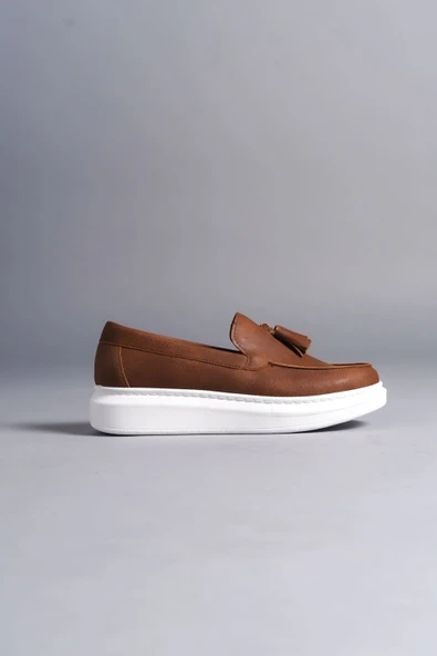 SLW154 Blaze Bağcıksız Püsküllü Cilt Erkek Günlük Spor Klasik Ayakkabı CBT - Taba - Resim 3