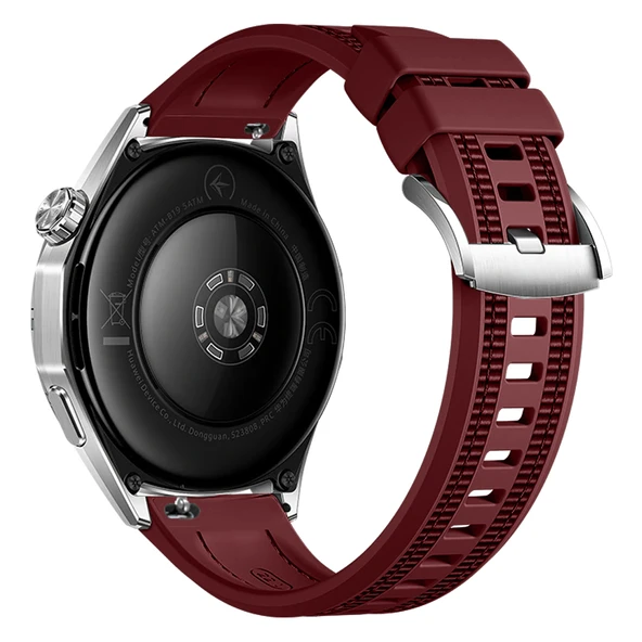 Huawei Watch GT5 Pro 46mm İle Uyumlu SportStripe Örgü Desen Metal Tokalı Silikon Akıllı Saat Kordonu  Mürdüm - Resim 2