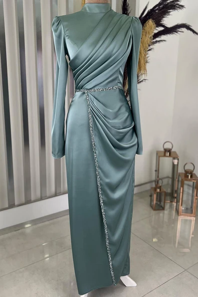 Sare Tesettür Abiye Mint - Resim 3