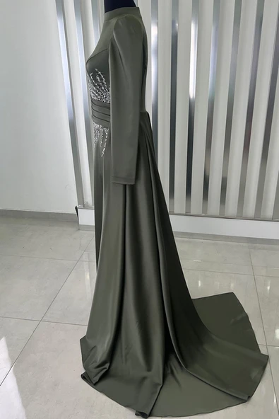 Ceyla Kuyruklu Tesettür Abiye Haki - Resim 3