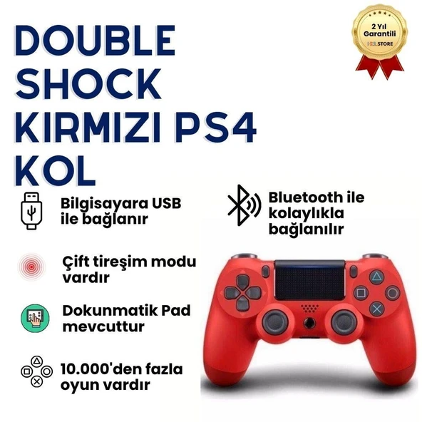 KIRMIZI DOUBLESHOCK PS4 OYUN KONSOLU ürün görseli 1