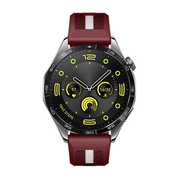 Huawei Watch GT4 46mm İle Uyumlu SportStripe Örgü Desen Metal Tokalı Silikon Akıllı Saat Kordonu  Mürdüm - Resim 4
