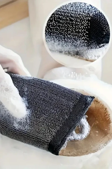 Technow Paslanmaz Çelik Sihirli Inox Yağ ve Kir Çözücü Tel Bulaşık Süngeri 2 Adet - Resim 9