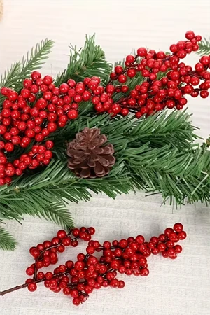 2 Adet Şık Kırmızı Yapay Meyve Dalları – 22 cm (8.66”) | Noel Ağacı Süsü, DIY El Sanatları, Düğün & Ev Dekorasyonu, Tatil Parti Malzemeleri - Resim 5