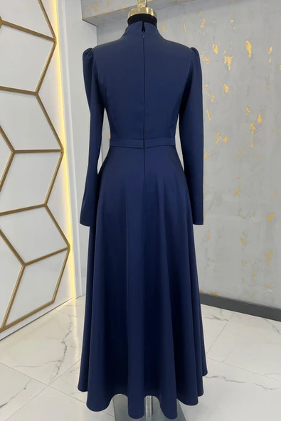 Mina Tesettür Abiye Lacivert - Resim 4