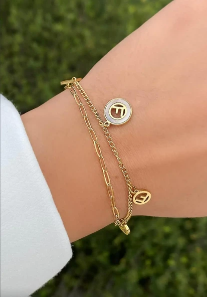 Altın Renk Beyaz Taş Detaylı ürün görseli 1