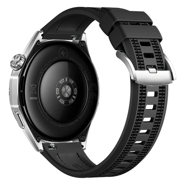 Huawei Watch GT5 Pro 46mm İle Uyumlu SportStripe Örgü Desen Metal Tokalı Silikon Akıllı Saat Kordonu  Siyah - Resim 2