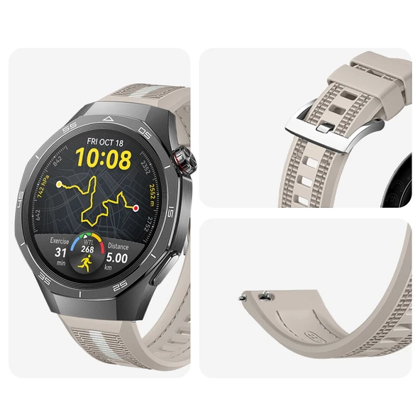 Huawei Watch GT5 Pro 46mm İle Uyumlu SportStripe Örgü Desen Metal Tokalı Silikon Akıllı Saat Kordonu  Starlight - Resim 3