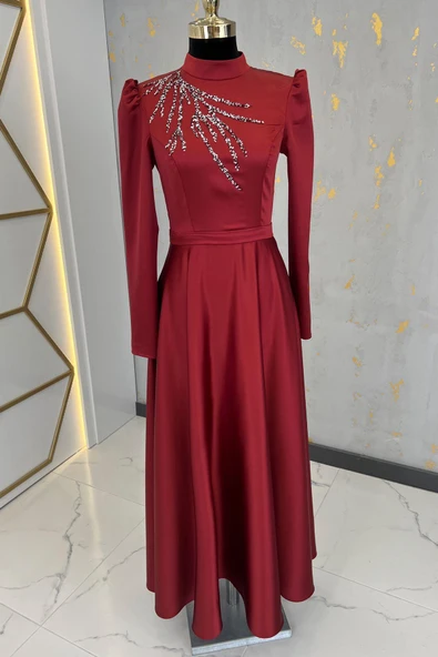 Mina Tesettür Abiye Bordo ürün görseli