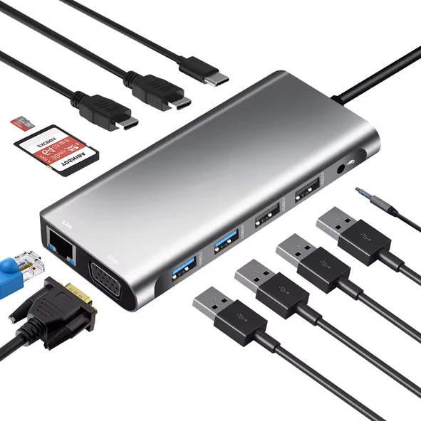 ZR610 Type-C 12 İn 1 Çift Hdmı ürün görseli 1