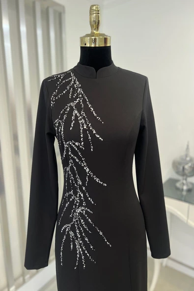 Bahar Tesettür Abiye Siyah - Resim 5