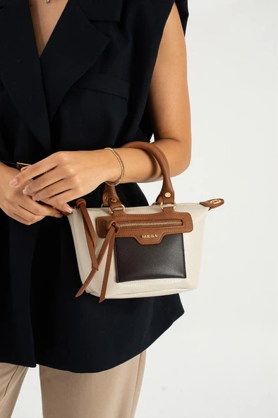 Suni Deri Kadın Omuz Çantası 23*16 Cm Çapraz Askılı Postacı Çanta Çok Cepli Vegan Deri El-Kol Çanta ürün görseli 1