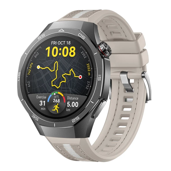 Huawei Watch GT5 Pro 46mm İle Uyumlu SportStripe Örgü Desen Metal Tokalı Silikon Akıllı Saat Kordonu  Starlight ürün görseli