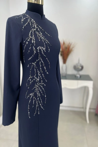 Bahar Tesettür Abiye Lacivert - Resim 5