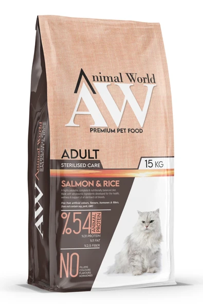 Animal World Sterilised Somonlu Kısırlaştırılmış Kedi Maması 15 Kg ürün görseli 1