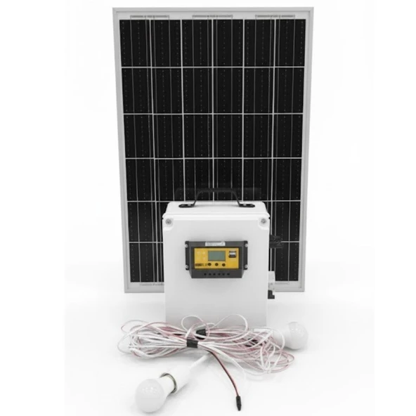 60W Taşınabilir Solar Aydınlatma ve Güç Paketi - Resim 3