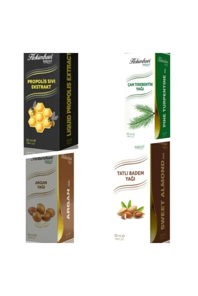 Propolis ml ,çam Terebentin 50 ml Argan 50 ml ve Tatlı Badem Yağı 50 ml ürün görseli