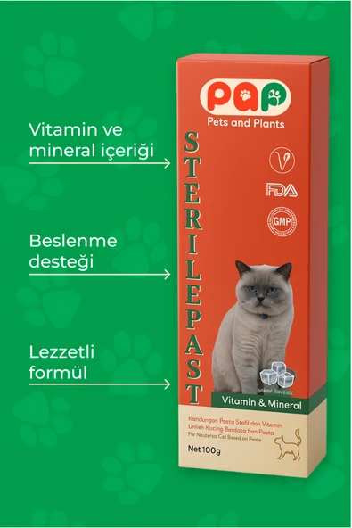 Pets and Plants Sterile Paste Kısırlaştırılmış Kediler Için Multi Vitamin Ve Mineralli Kısır Kedi Malt Macun 100 gr - Resim 2