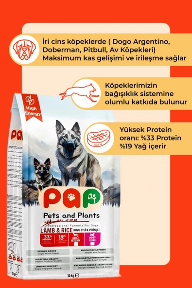 Pets and Plants Yüksek Proteinli Kuzu Etli 15 kg Yavru Köpek Maması - Resim 2
