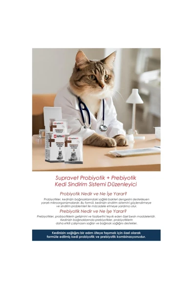Supravet Toz Probiyotik Prebiyotik Kedi Bağışıklık Sistemi Güçlendirici 30 Adet X 1.5 gr - Resim 5