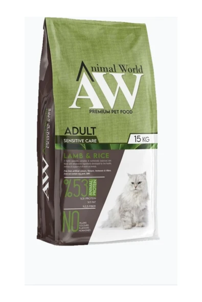 Animal World Sensitive Kuzu Etli Hassas Kedi Maması 15 kg ürün görseli 1