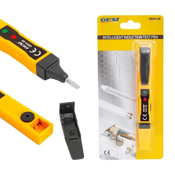 Gesi 6885-48 Dedektörlü Faz Kontrol Kalemi Voltaj Test Aleti - Resim 3