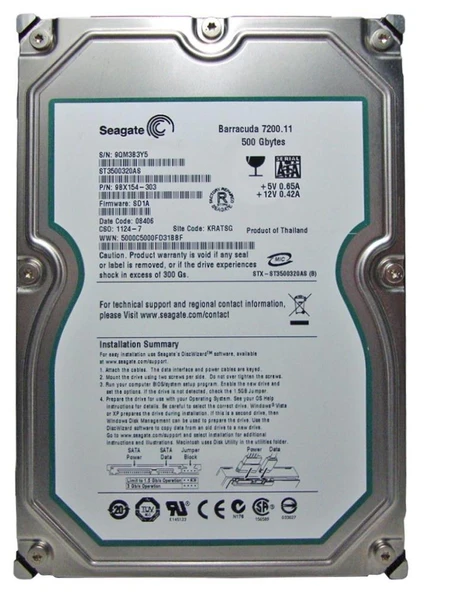 Seagate 500GB ST3500320AS 7200Rpm 32Mb Sata 3.0Gb-S 3.5 Harddisk (İthalat) ürün görseli