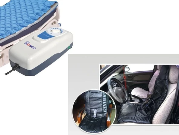 Bası Yarası Olan Hastalar İçin Baklava Dilimli Havalı Yatak + Isıtmalı Masaj Minderi HEDİYE ürün görseli 1