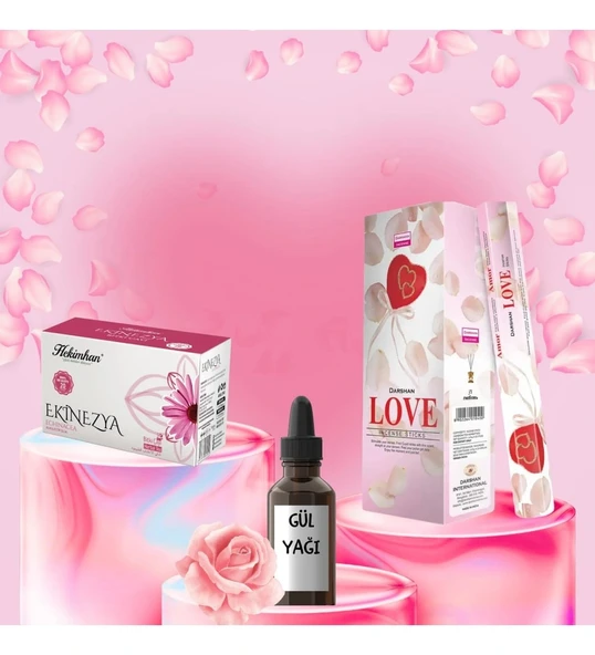 Sevgi Seti Love Tütsü 20 Çubuk + Gül Yağı 20 Ml + Ekinezya Çayı 20 Poşet ürün görseli