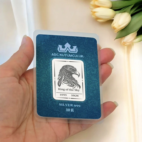 Hediyeye Özel 10 Gram Kartal Temalı 999 Ayar Gümüş ile Üretilmiş Gümüş Külçesi-749 - Resim 2