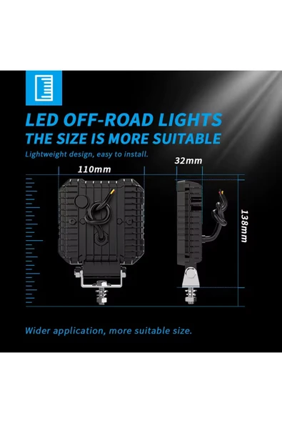 ASTRALED 16 Ledli Piksel Model Off Road Sis Farı Beyaz-Turuncu 2 Mod Çakarlı Çalışma Lambası 12-24 Volt - Resim 5