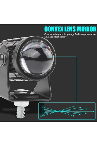 ASTRALED 2 Adet Beyaz / Sarı Renkli Universal Motosiklet Sis Farı Mini Spot Lens Led Far Uyumlu - Resim 3