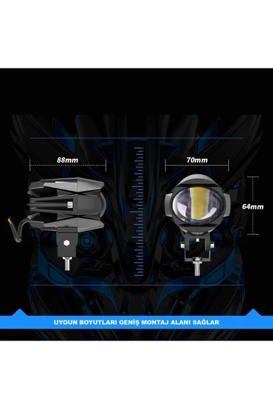 ASTRALED 1 Adet Motosiklet Atv Utv Scooter Offroad Beyaz Sarı Çift Renk Lazer Sis Farı Delici 12-80 Volt - Resim 3