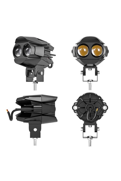 ASTRALED 1 ADET Motosiklet Atv Utv Scooter Led Lazer Sis Farı Delici Beyaz Sarı Çift Renk 12 -80 Volt - Resim 2