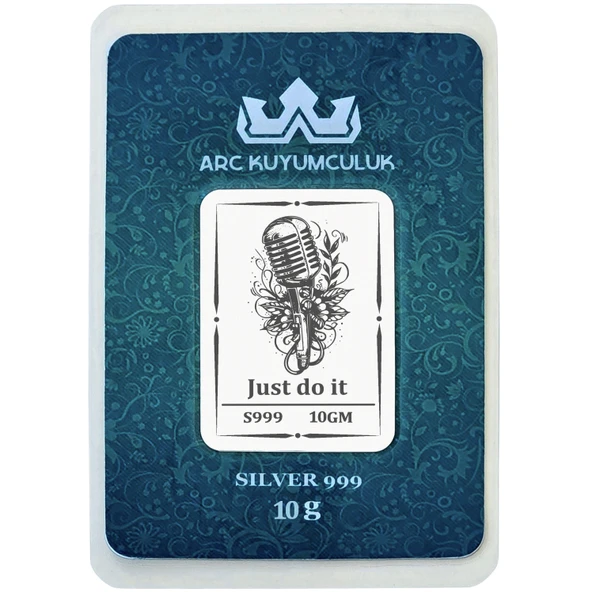 Hediyeye Özel 10 Gram Mikrofon Temalı 999 Ayar Gümüş ile Üretilmiş Gümüş Külçesi-747 ürün görseli