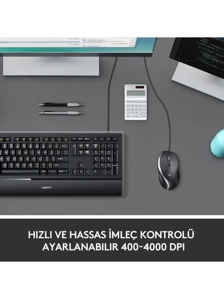 Logitech M500S 4.000 DPI Gelişmiş USB Kablolu Mouse - Siyah - Resim 2