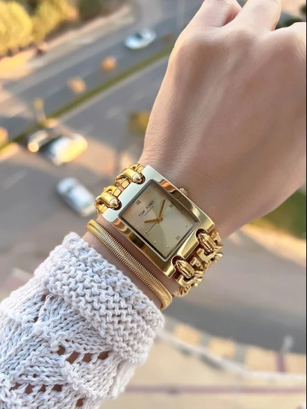 Tom Jones Çelik Kordon Kararma Renk Atma Yapmaz 3 Atm Suya Dayanıklı Kadın Kol Saati BTJ.YN10031.3 - Resim 2