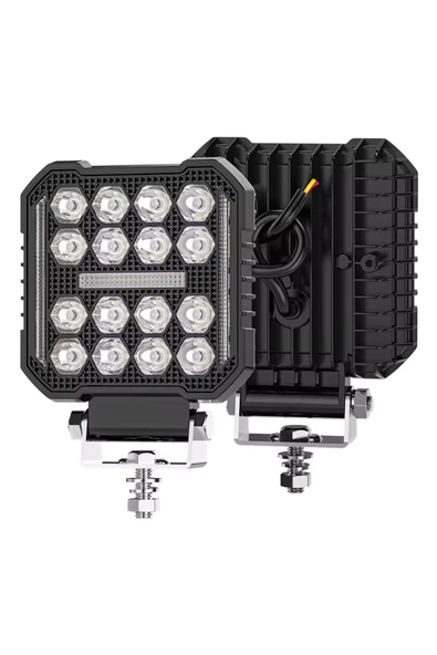 ASTRALED 16 Ledli Piksel Model Off Road Sis Farı Beyaz-Turuncu 2 Mod Çakarlı Çalışma Lambası 12-24 Volt ürün görseli