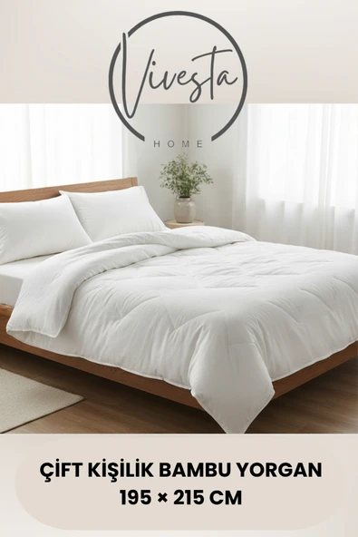 Vivesta Home Bambu Yorgan 195x215cm Çift Kişilik | Doğal, Nefes Alabilir, Anti-Alerjik, Dört Mevsim Konforlu Uyku ürün görseli 1