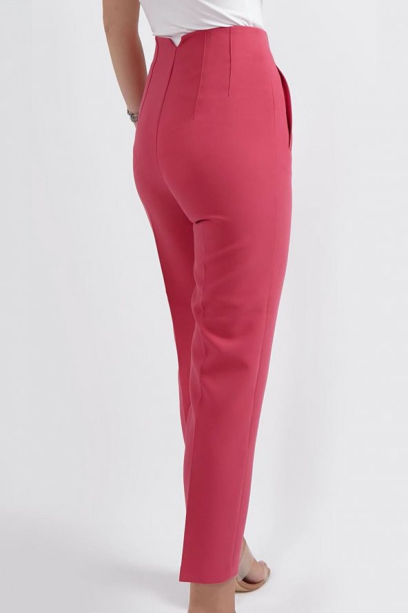 Önü Patlı Kumaş  Pantolon 113 Pembe - 3